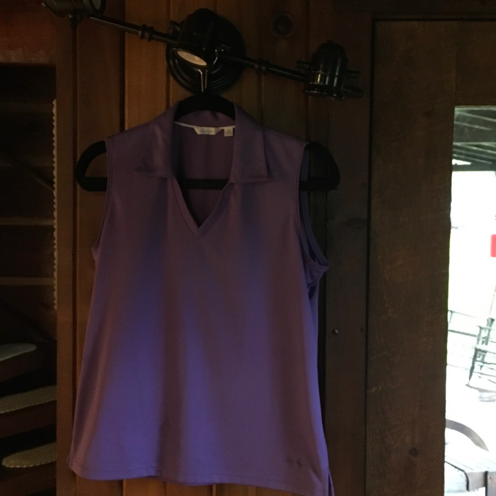 Lady Hagen Purple V-Neck Sleeveless Top